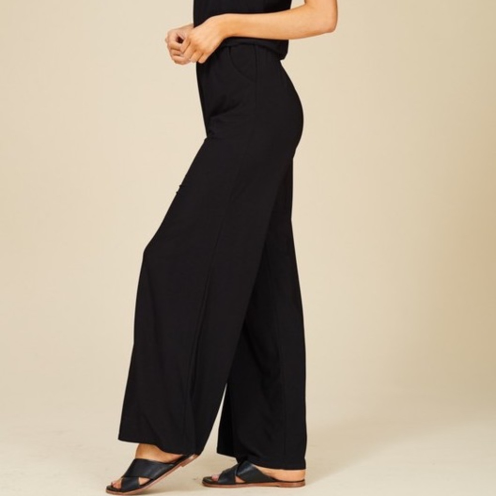Plus Size Wide Leg Flared Jumpsuit Black - Picture 2 of 7